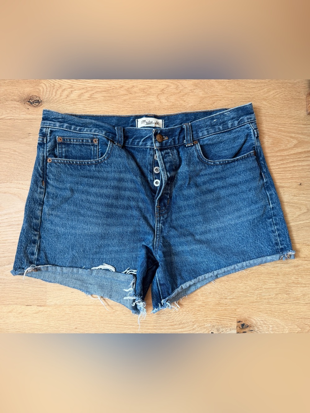 Madewell Distressed Dark Blue Denim Cutoff Shorts